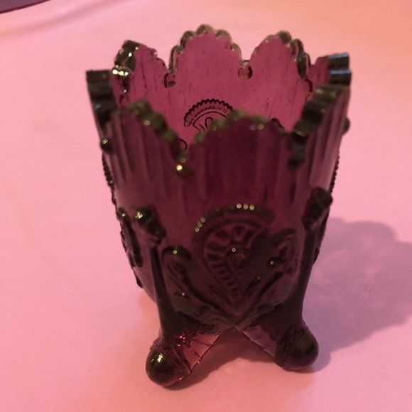Other - Vintage Amethyst Footed Fan & Feather Toothpick Holder